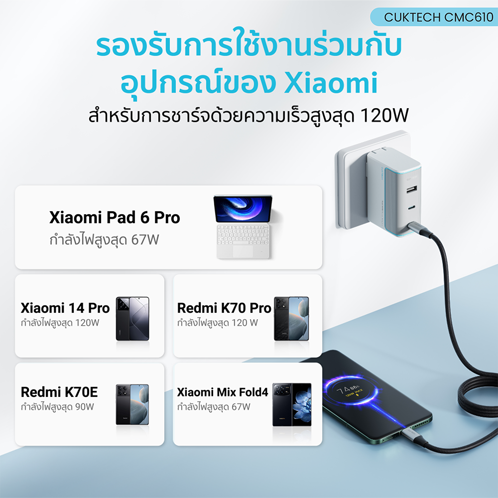 สายชาร์จเร็ว CUKTECH รุ่น CMC610 USB-C to USB-C 6A 240W สีดำ (รองรับชาร์จเร็ว PD3.1)_7